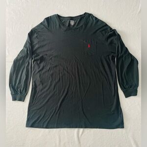 SOLD - Polo Ralph Lauren Men T Shirt 3XLT Black Long Sleeves Pocket Preppy